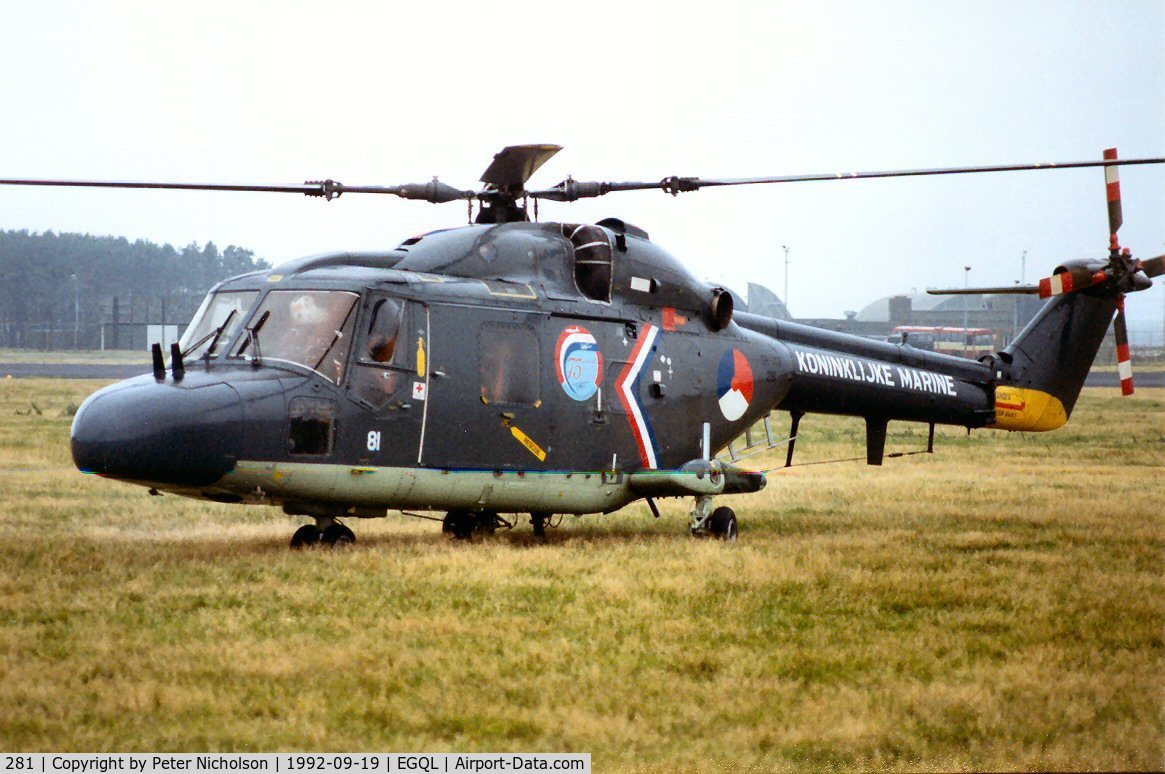 281, Westland SH-14D Lynx C/N 211, SH-14D Lynx of 860 Squadron Royal Netherlands Navy at the 1992 Leuchars Airshow.
