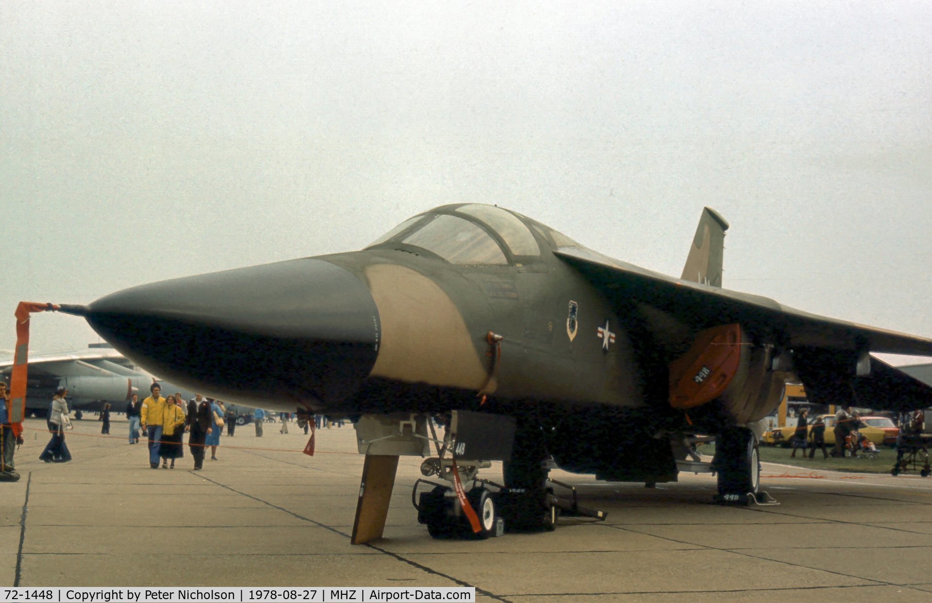 72-1448, 1972 General Dynamics F-111F Aardvark C/N E2-78, F-111F of 495th Tactical Fighter Squadron/48th Tactical Fighter Wing on display at the 1978 Mildenhall Air Fete.
