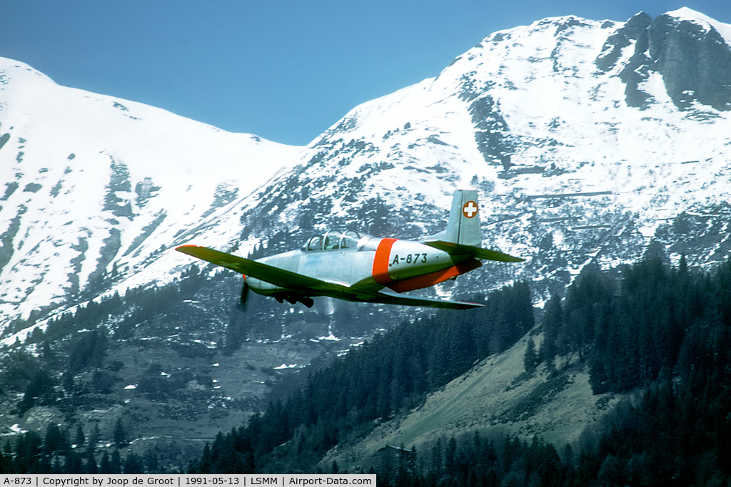 A-873, 1959 Pilatus P3-05 C/N 511-60, Take off from Meiringen. A-873 was sold of as HB-RCL in 1995.