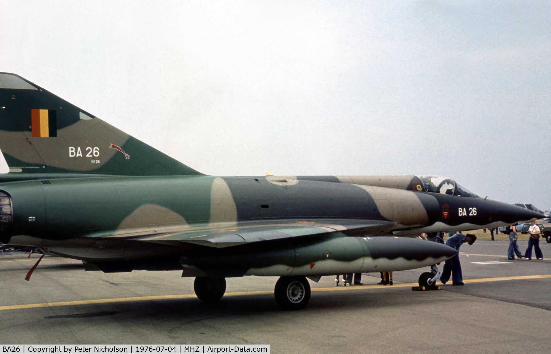 BA26, SABCA Mirage 5BA C/N 26, Mirage 5BA of 2 Squadron Belgian Air Force at the 1976 Mildenhall Air Fete.