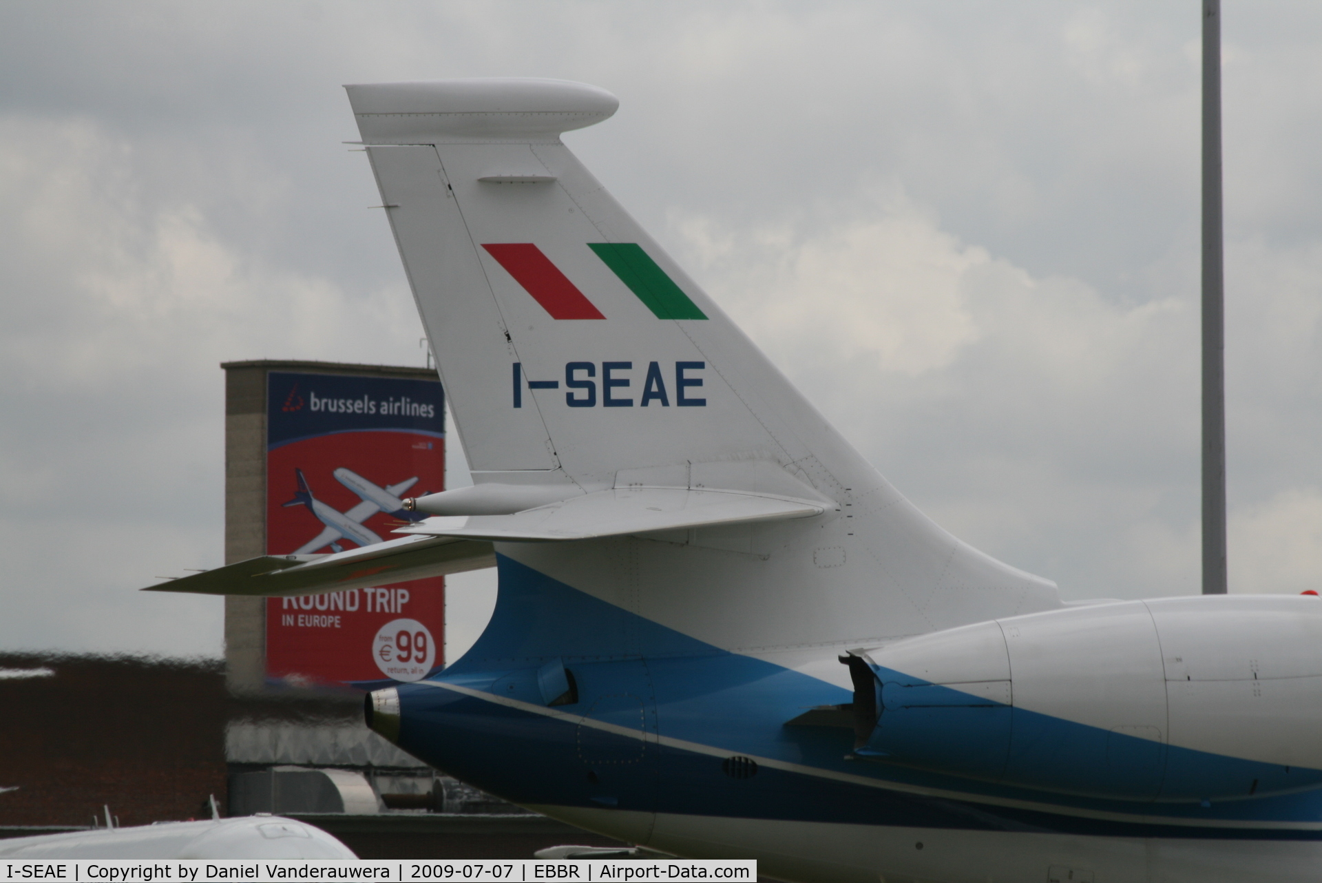 I-SEAE, 2003 Dassault Falcon 2000 C/N 200, parked on General Aviation apron (Abelag)
