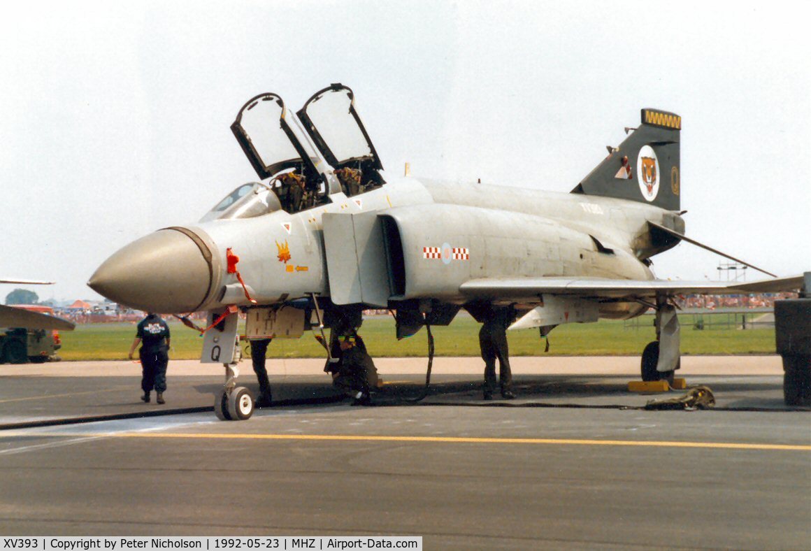 XV393, 1968 McDonnell Douglas Phantom FGR2 C/N 2791/9223, Phantom FGR.2 of 74 Squadron at the 1992 Mildenhall Air Fete.