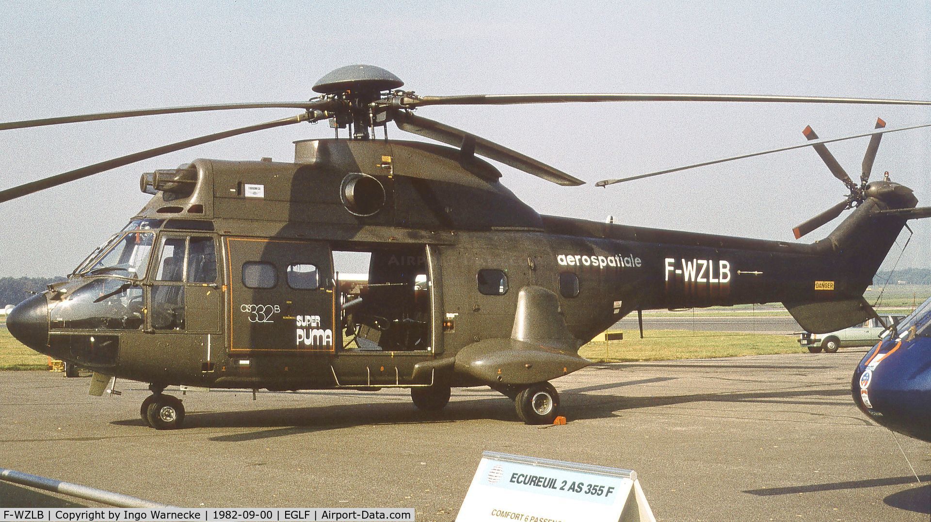 F-WZLB, Aérospatiale AS-332B-1 Super Puma C/N 2005, Aerospatiale AS.332B Super Puma at Farnborough International 1982
