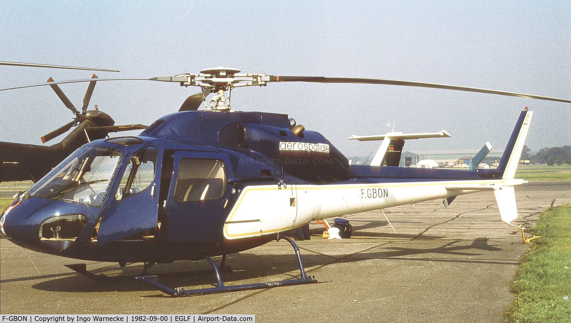 F-GBON, Eurocopter AS-355F-1 Ecureuil 2 C/N 5044, Aerospatiale AS.355 F1 Ecureuil 2 at Farnborough International 1982