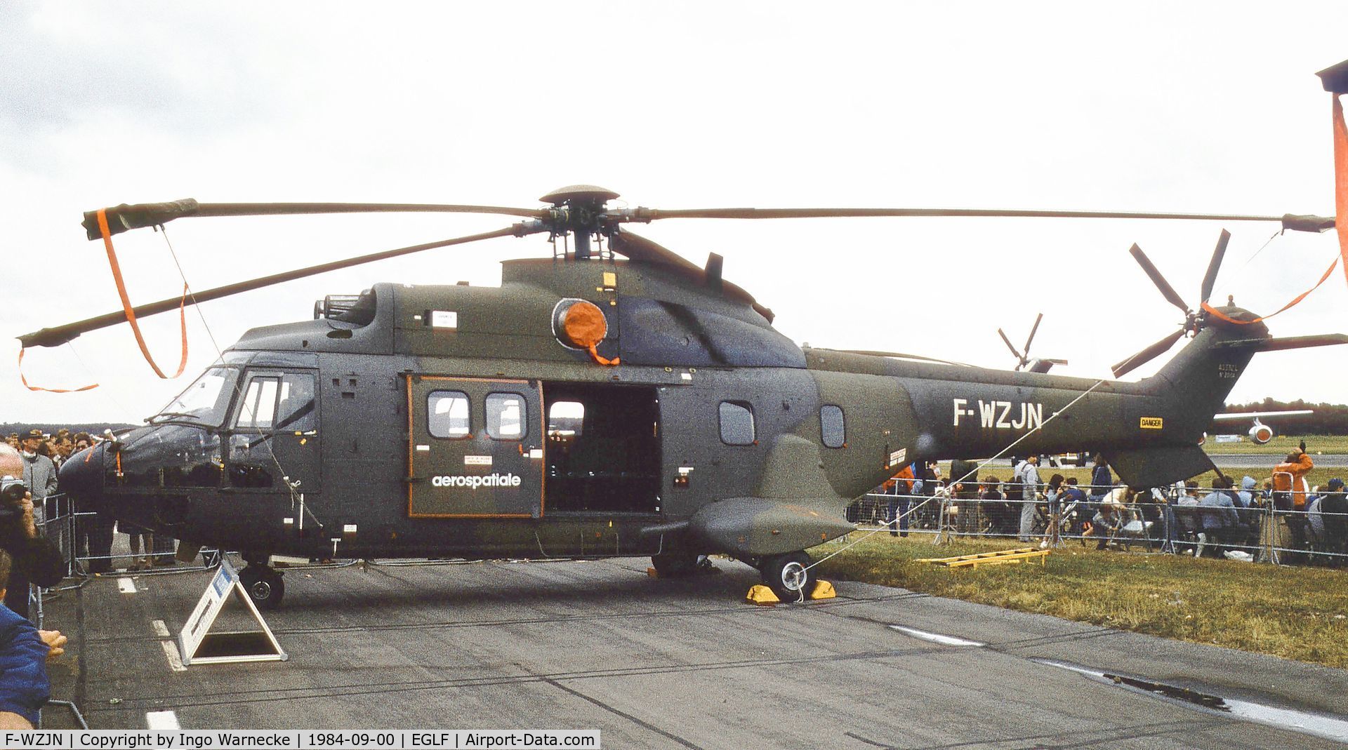 F-WZJN, Aerospatiale AS-332M1 Super Puma C/N 2004, Aerospatiale AS.332M1 Super Puma at Farnborough International 1984