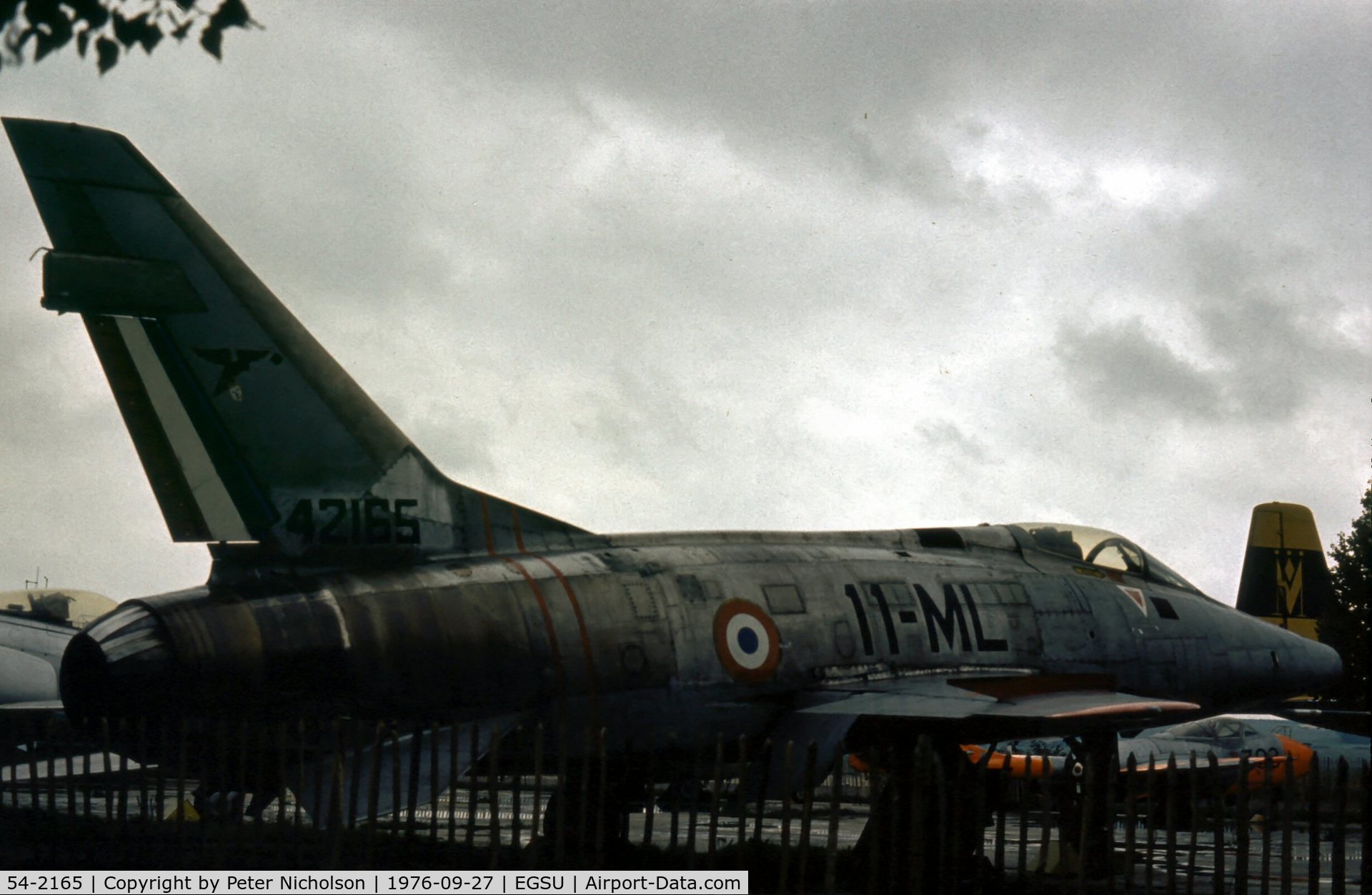54-2165, North American F-100D Super Sabre C/N 223-45, F-100D Super Sabre ex-French Air Force EC.70 at the Imperial War Museum at Duxford in the Summer of 1976.