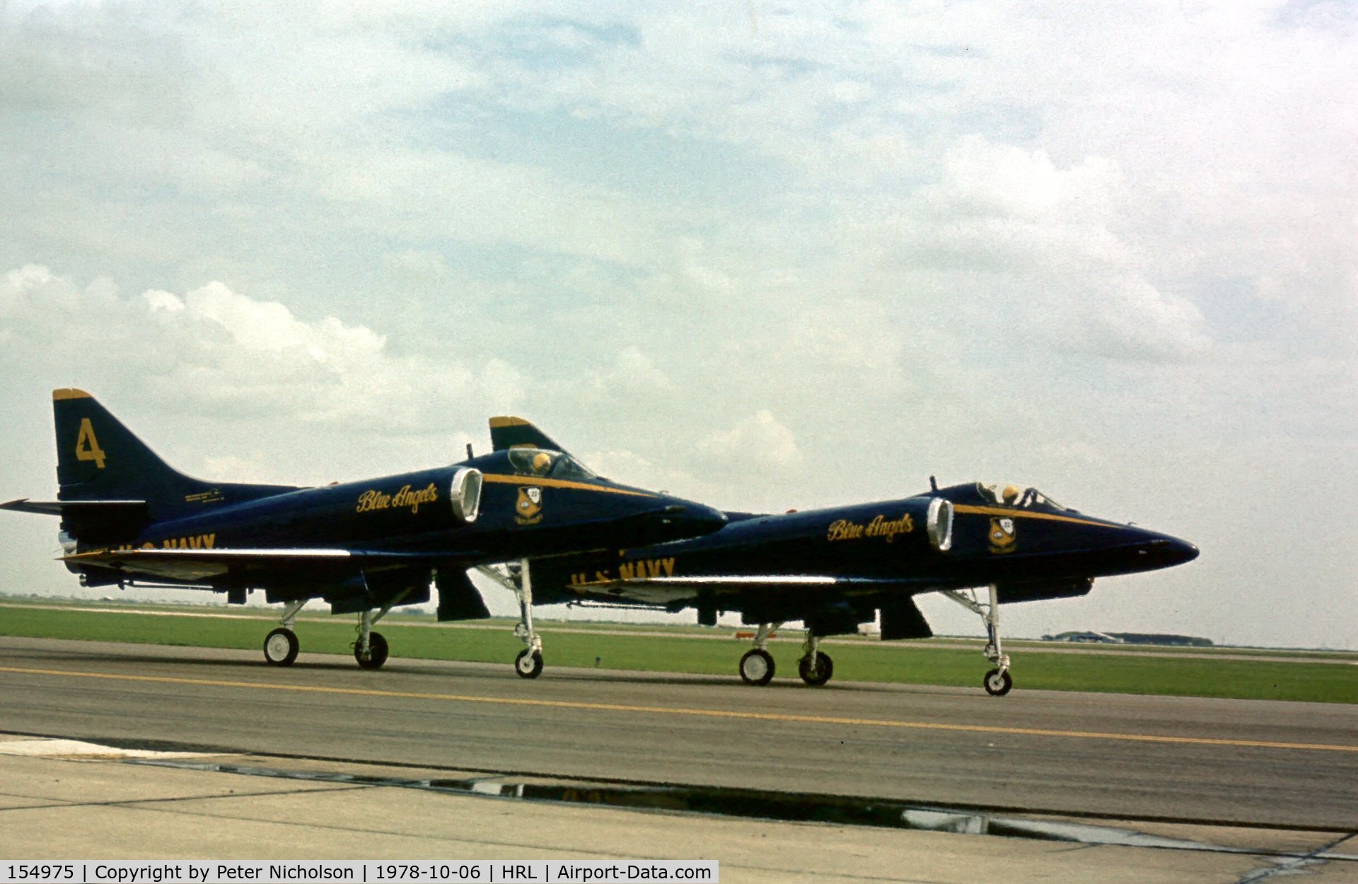 154975, Douglas A-4F Skyhawk C/N 13791, Blue Angel number 4 at the 1978 Confederate Air Force Airshow at Harlingen.