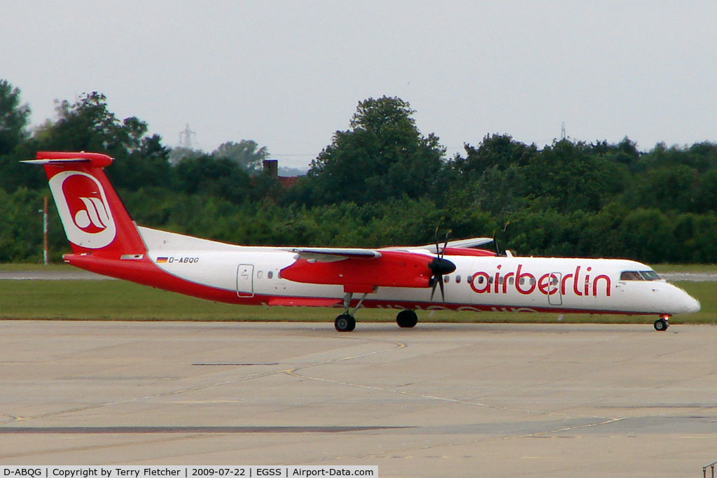 D-ABQG, 2009 De Havilland Canada DHC-8-402Q Dash 8 C/N 4250, Air Berlin Dash 8 at Stansted