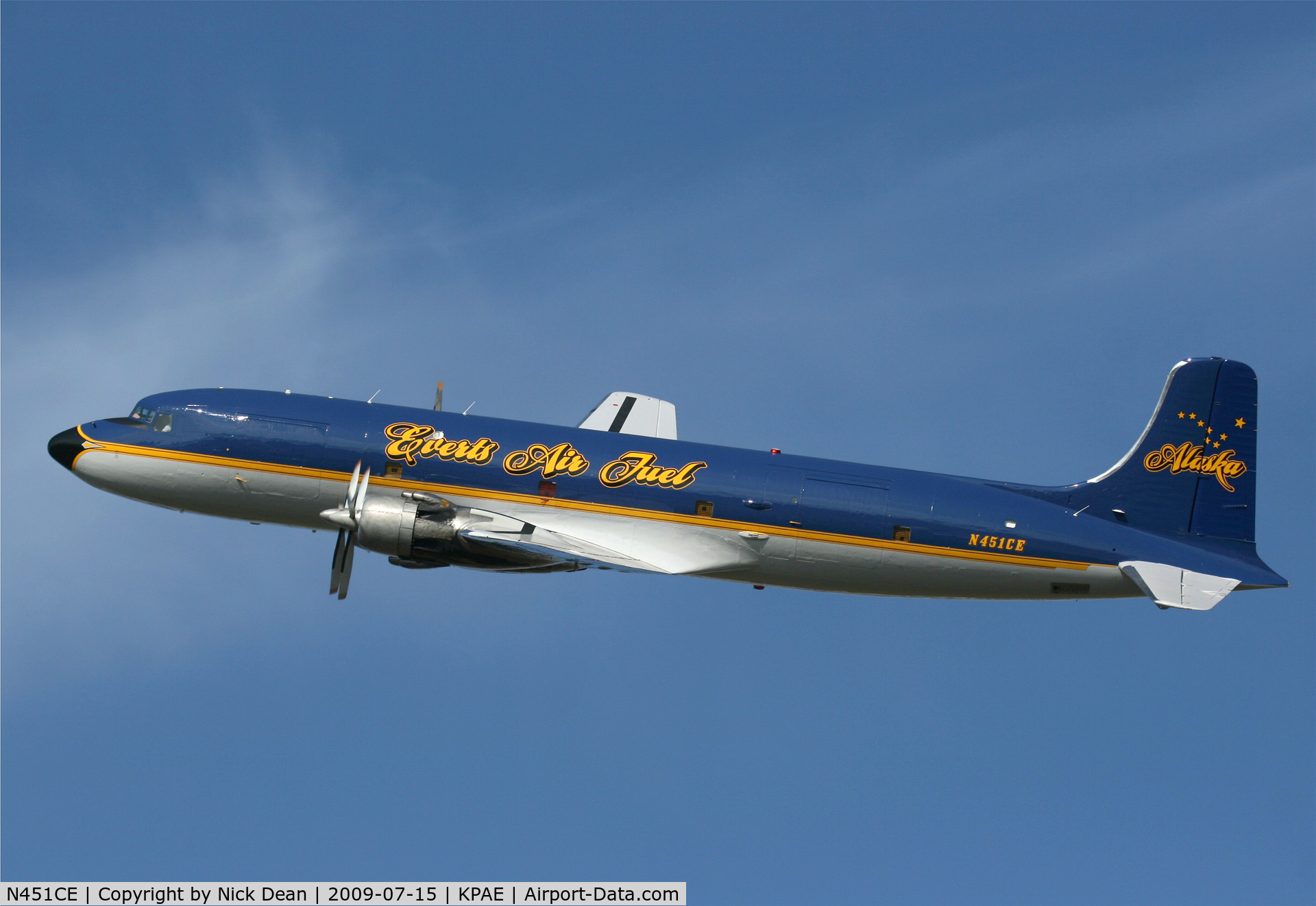N451CE, 1953 Douglas R6D-1 (DC-6A) C/N 43712, KPAE first flight after overhaul and re-paint in this stunning new scheme