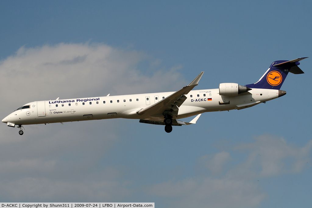 D-ACKC, 2006 Bombardier CRJ-900LR (CL-600-2D24) C/N 15078, Landing rwy 32L with additional '50 Jahre' sticker...