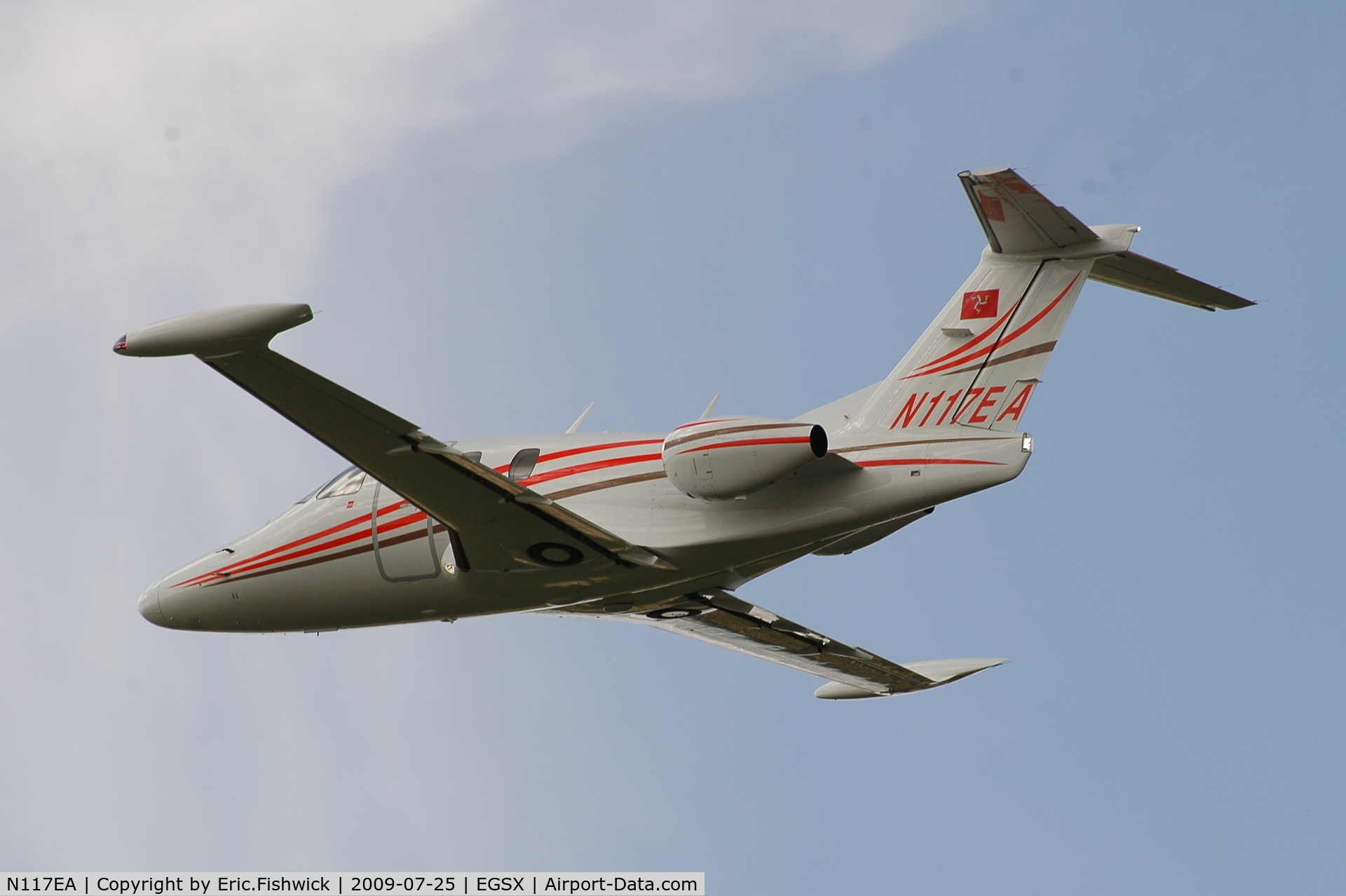 N117EA, 2007 Eclipse Aviation Corp EA500 C/N 000104, N117EA departing North Weald Airfield