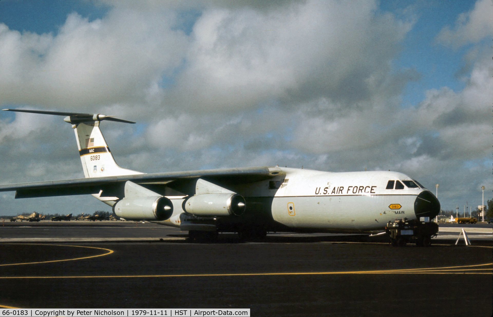 66-0183, 1966 Lockheed C-141A Starlifter C/N 300-6209, C-141A Starlifter of 438th Military Airlift Wing at the 1979 Homestead AFB Open House.