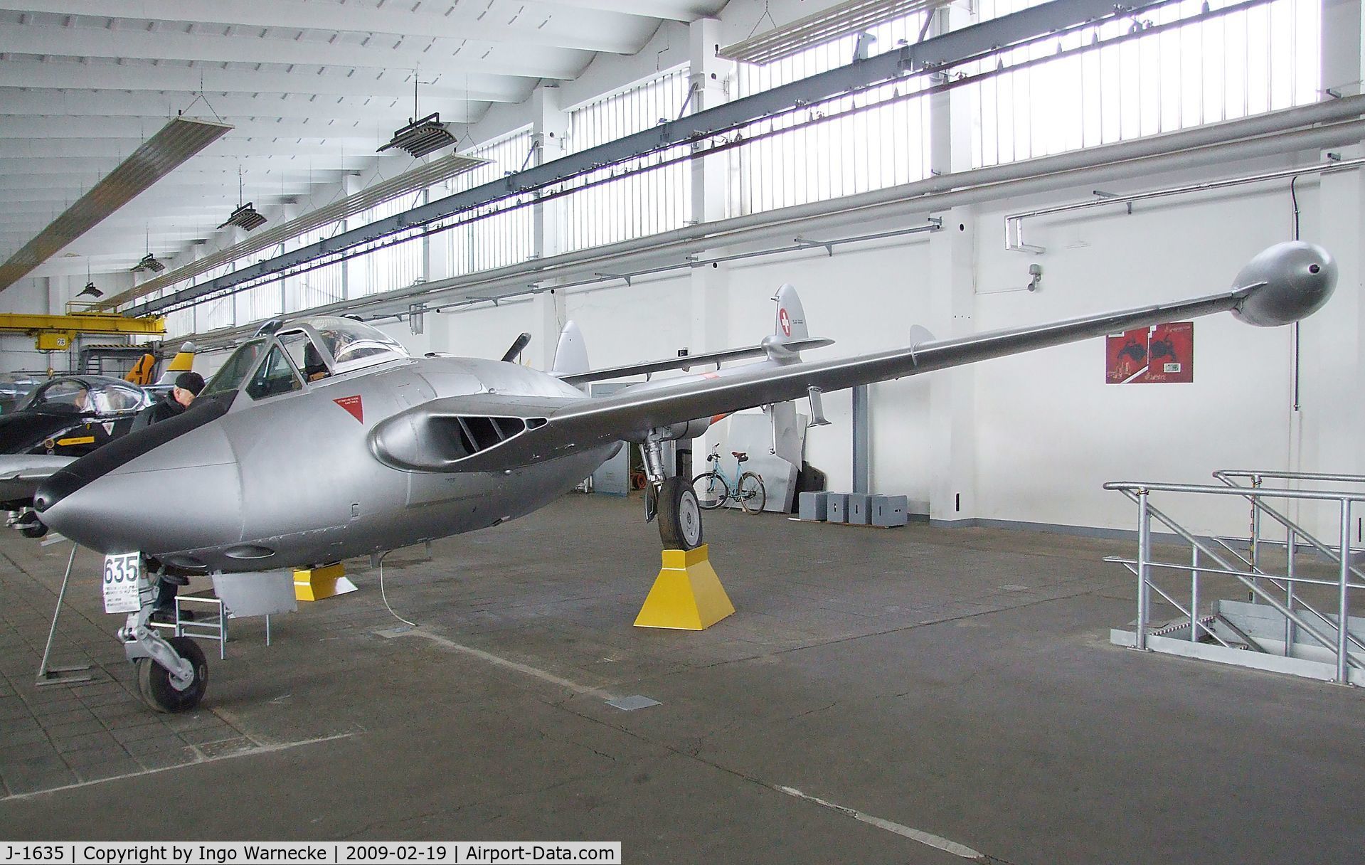 J-1635, 1949 De Havilland (F+W Emmen) DH-112 Venom FB.50 C/N 845, De Havilland D.H.112 Venom Mk1R FB50 formerly of the Flugwaffe (Swiss AF), now at the Museum für Luftfahrt und Technik at Wernigerode