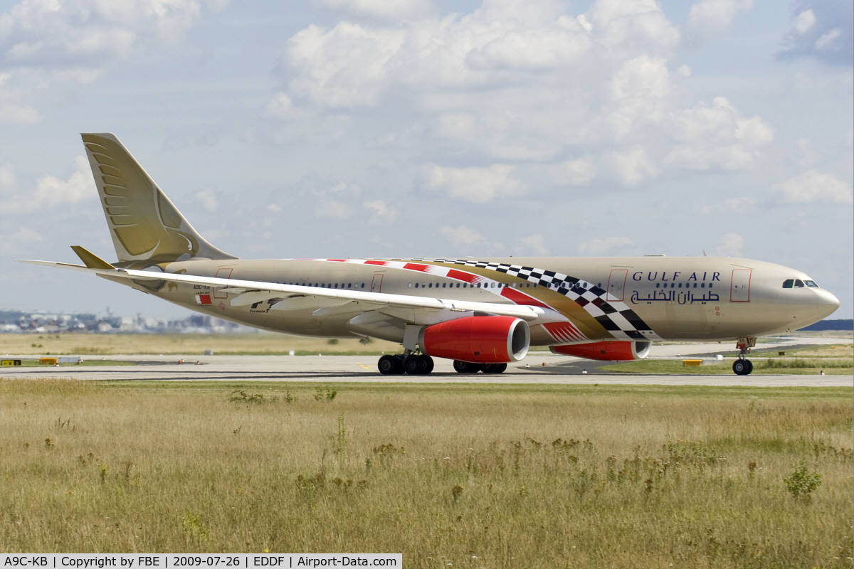 A9C-KB, 1999 Airbus A330-243 C/N 281, Gulf Air formula one special paint