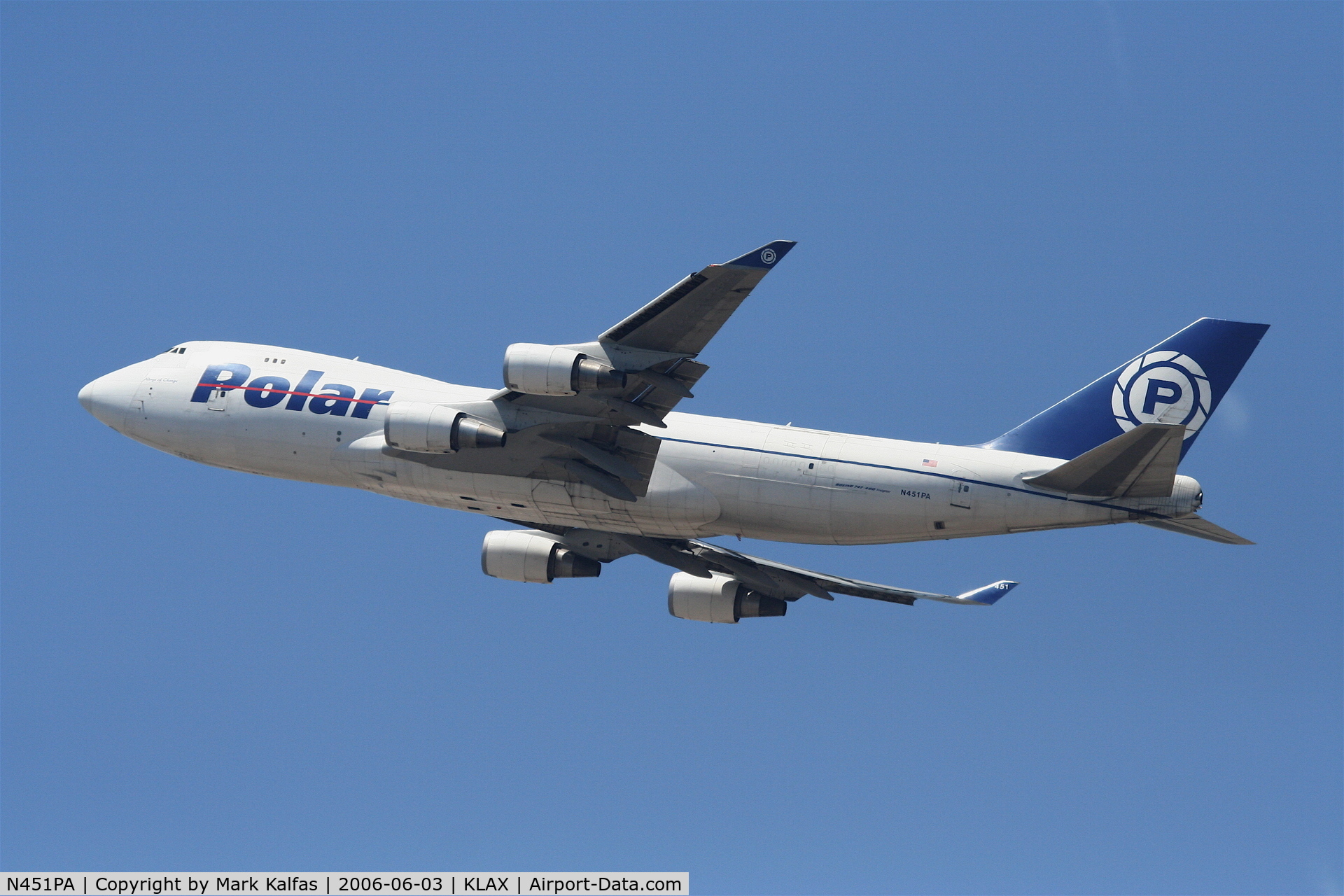 N451PA, 2000 Boeing 747-46NF C/N 30809, Polar Boeing 747-46NF, N451PA departing 25L KLAX.