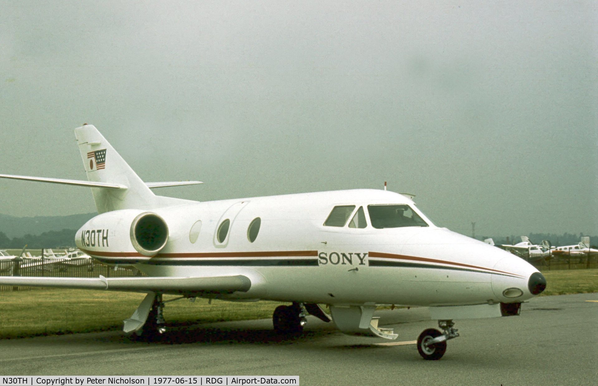 N30TH, 1974 Dassault Falcon 10 C/N 36, This Sony Corporation Falcon 10 was displayed at the 1977 Reading Airshow.