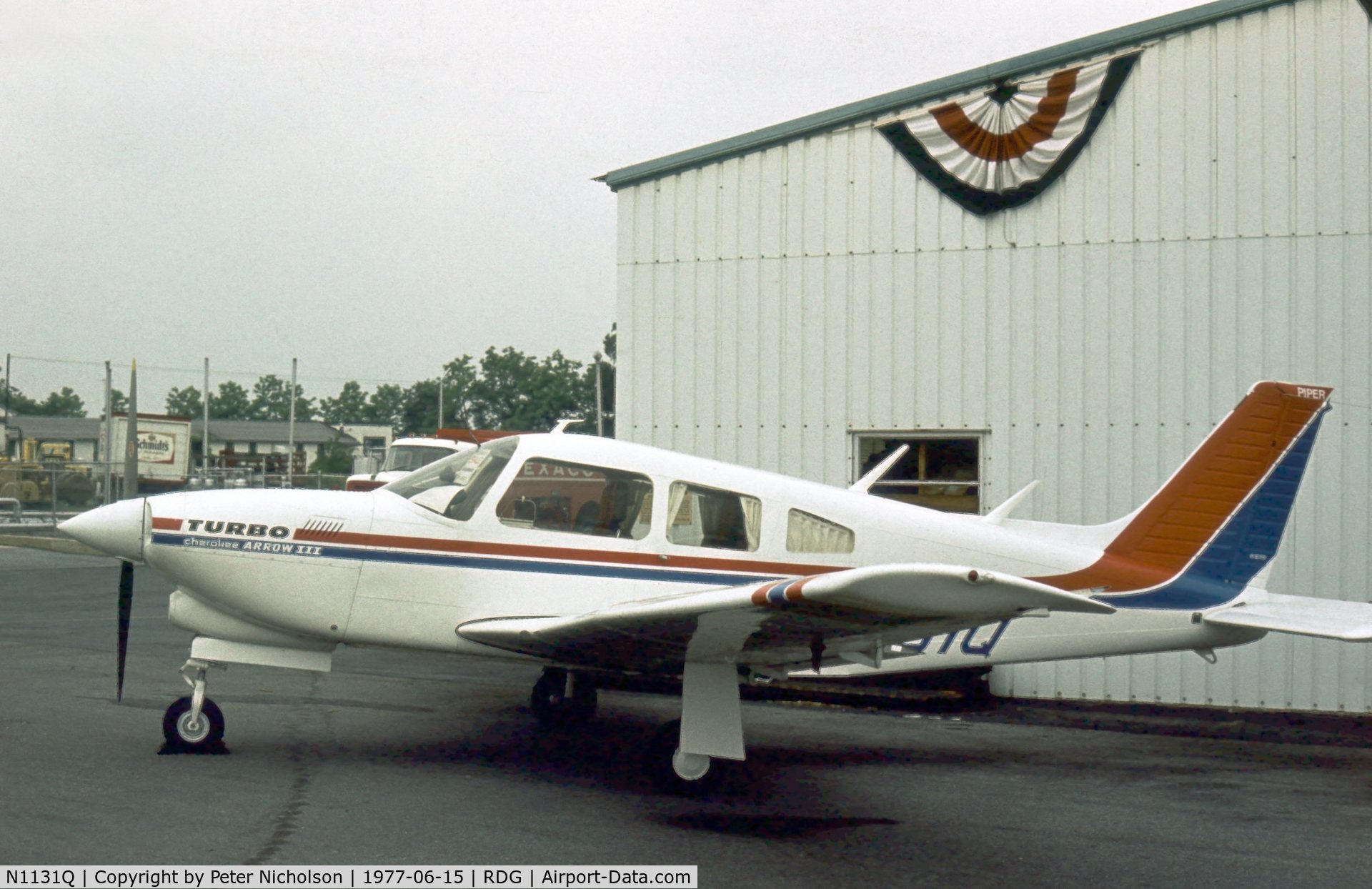 N1131Q, 1977 Piper PA-28R-201T Cherokee Arrow III C/N 28R-7703053, This Turbo Cherokee Arrow III was displayed at the 1977 Reading Airshow.