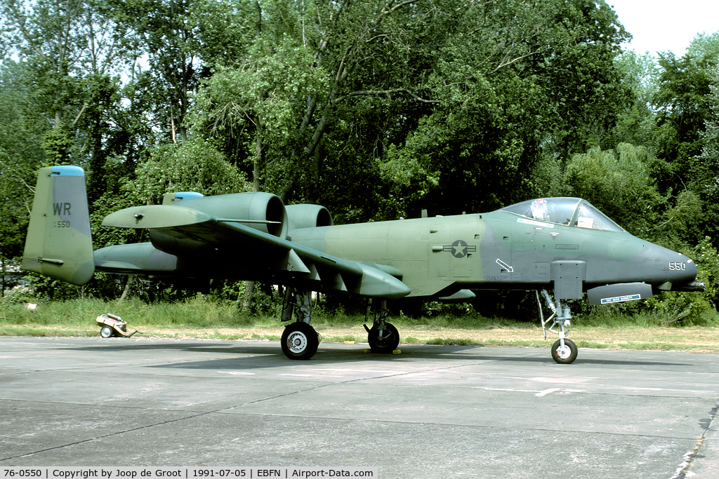 76-0550, 1976 Fairchild Republic A-10A Thunderbolt II C/N A10-0097, In the late eighties/early nineties the USAFE swapped their new A-10's for older ones, as the A-10 was to be withdrawn. During the 1991 Gulf war the A-10 proved itself and the USAF decided to keep A-10's in Europe after all.