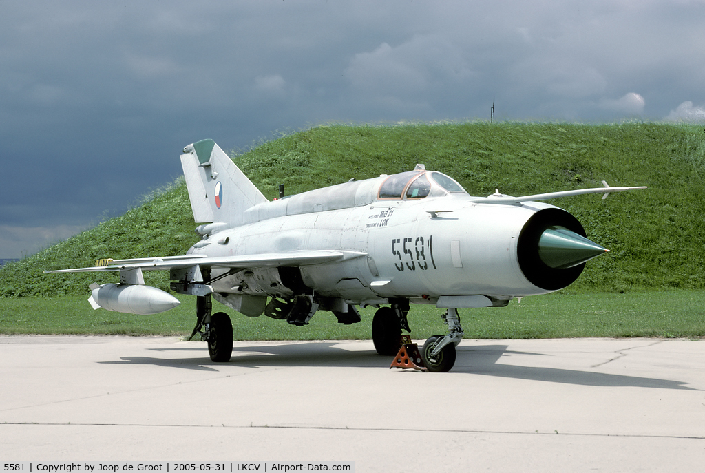 5581, Mikoyan-Gurevich MiG-21MFN C/N 96005581, 2005 saw the last operational MiG-21 in the Czech Republic. This is an upgraded MiG-21MFN.