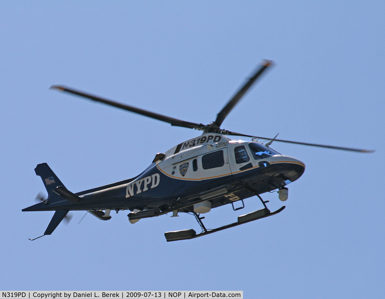 N319PD, 2004 Agusta A-119 Koala C/N 14040, One of New York's finest approaches the NYPD heliport base at Floyd Bennet Field (NOP).