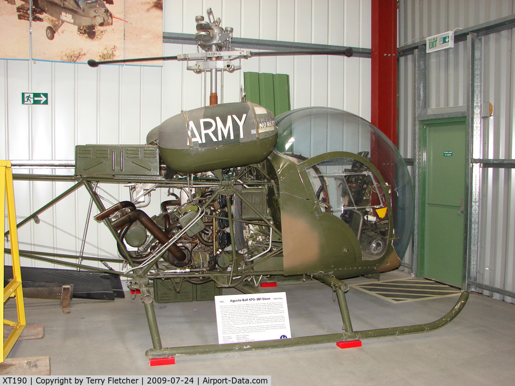 XT190, 1965 Westland Sioux AH.1 C/N WA349, Agusta Bell Sioux AH1 - Exhibited in the International Helicopter Museum , Weston-Super Mare , Somerset , United Kingdom