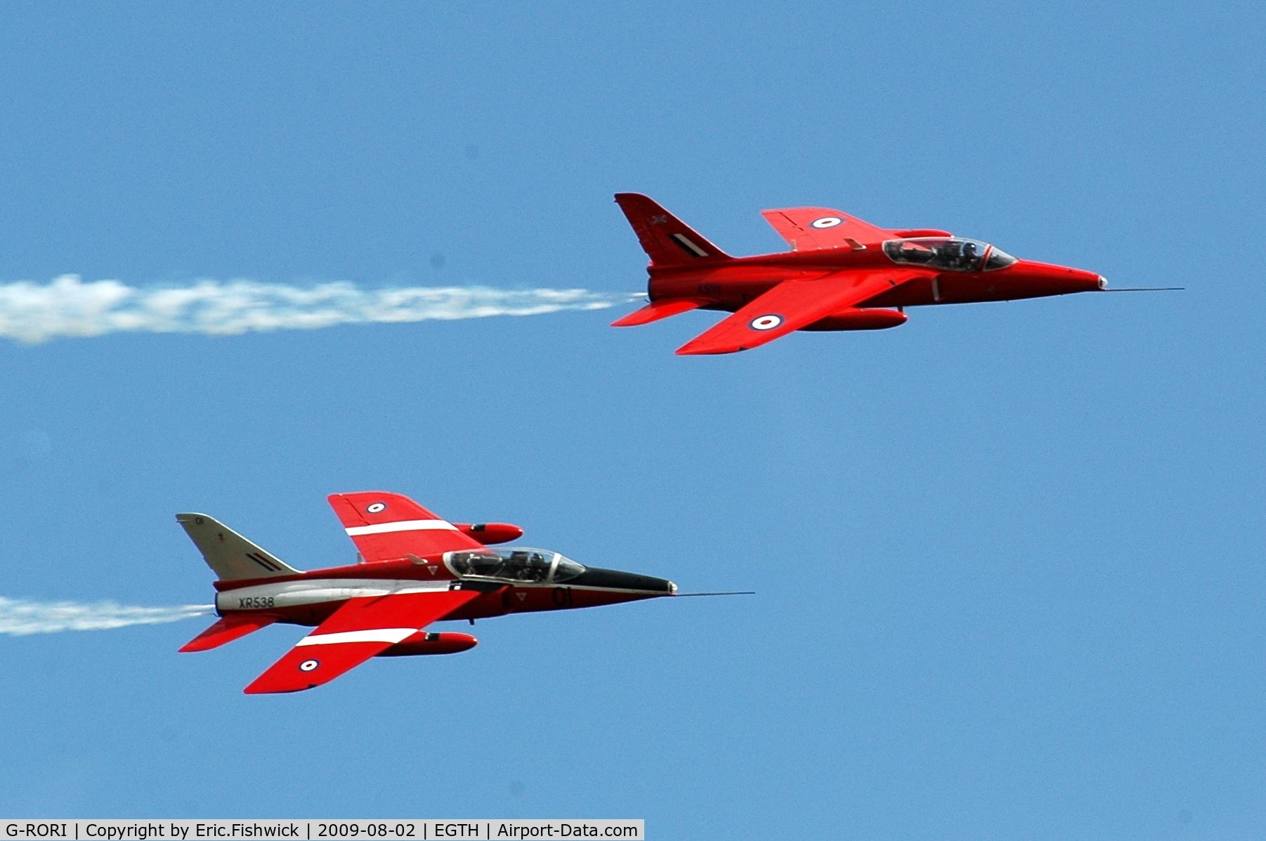 G-RORI, 1963 Hawker Siddeley Gnat T.1 C/N FL549, Two Folland Gnat T1 Trainers at Shuttleworth Military Pagent Air Display  Aug 09