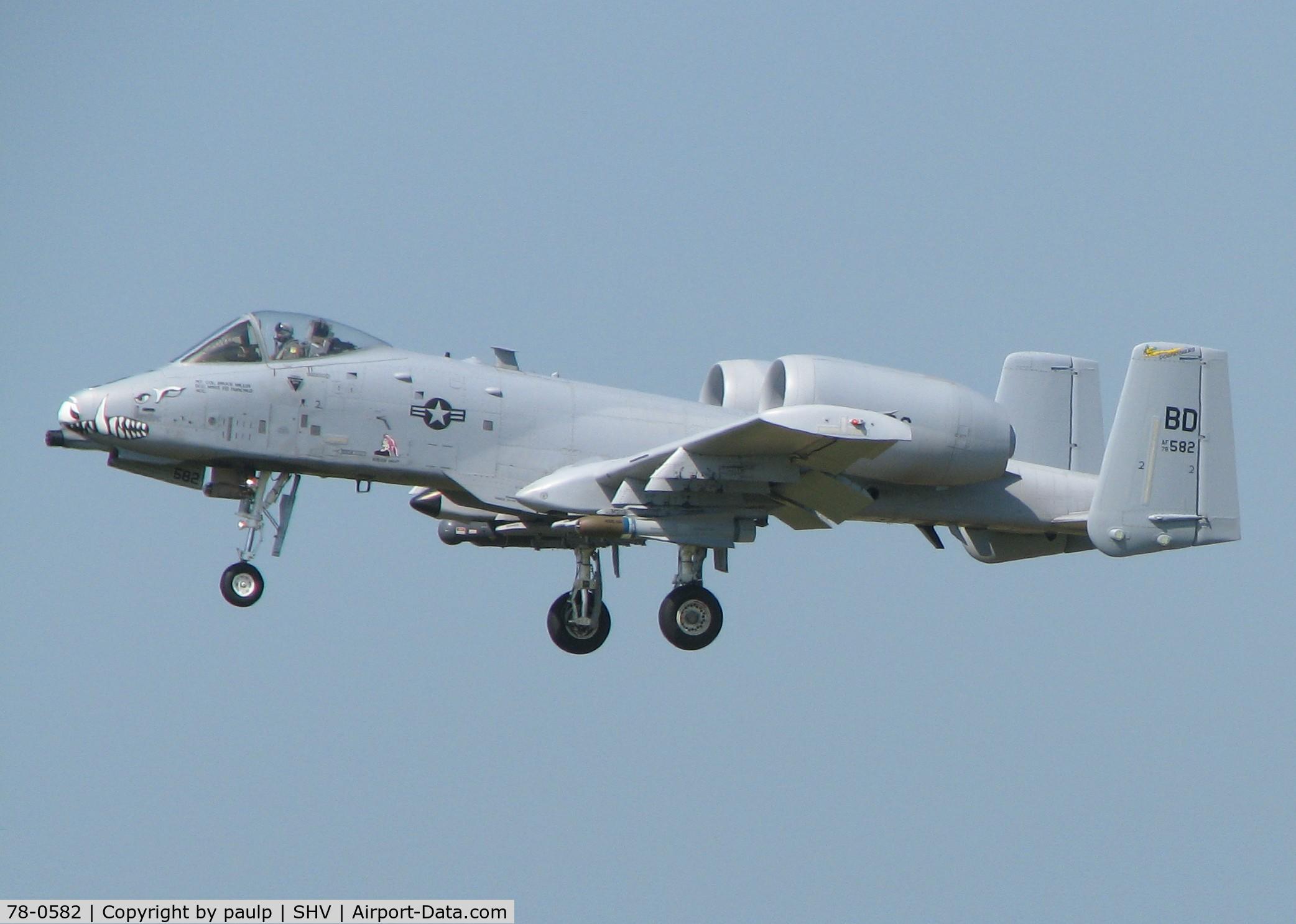 78-0582, 1978 Fairchild Republic A-10C Thunderbolt II C/N A10-0202, Touch and going from runway 14 at Shreveport Regional.