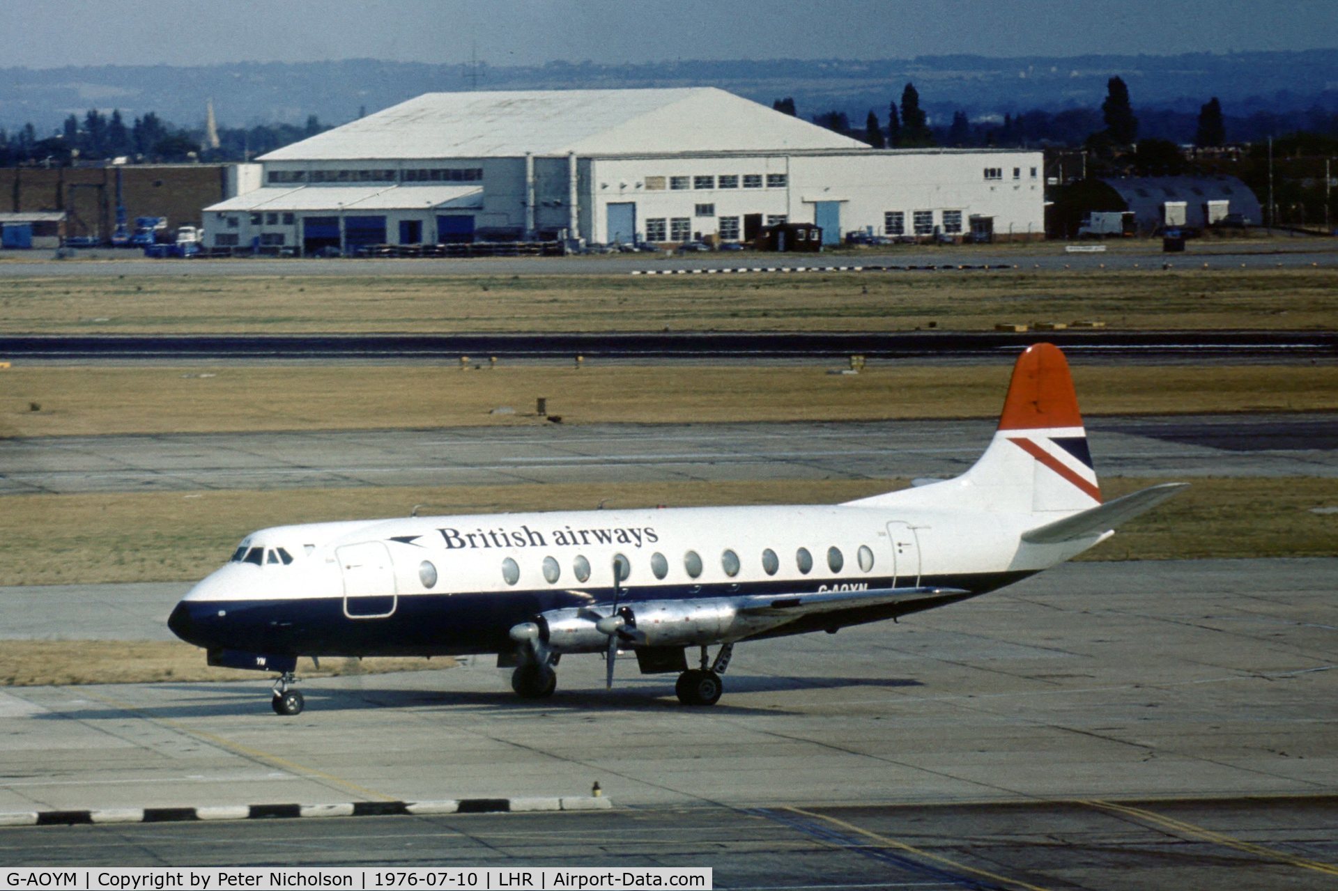 G-AOYM, 1958 Vickers Viscount 806 C/N 262, British Airways Viscount 806 as seen at London Heathrow in the Summer of 1976.