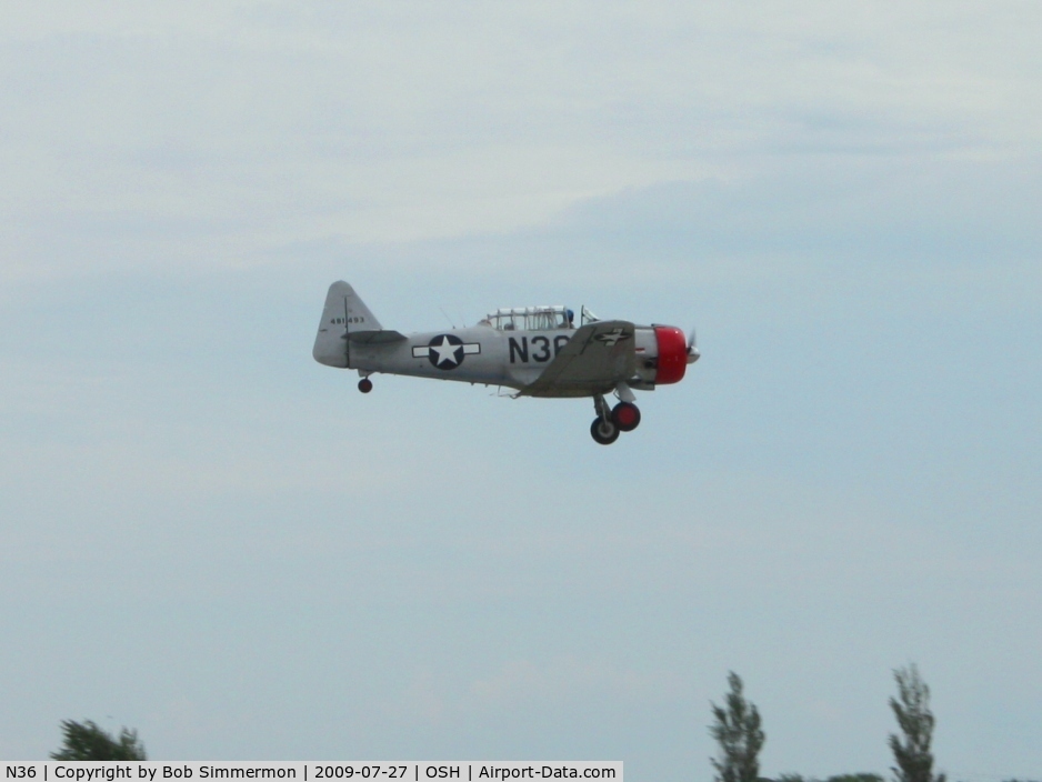 N36, 1944 North American AT-6F Texan C/N 121-42765, Landing RWY 18 at Airventure 2009 - Oshkosh, Wisconsin