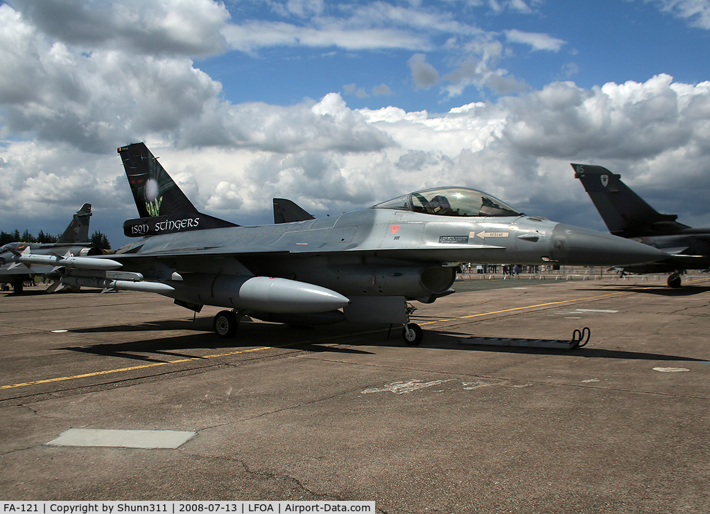 FA-121, SABCA F-16AM Fighting Falcon C/N 6H-121, Displayed in special c/s during LFOA Airshow 2008 - right side