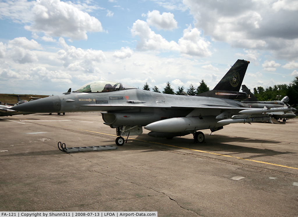 FA-121, SABCA F-16AM Fighting Falcon C/N 6H-121, Displayed in special c/s during LFOA Airshow 2008 - lefty side