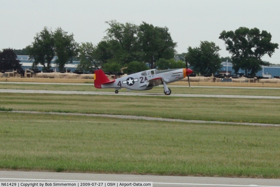 N61429, 1942 North American P-51C Mustang C/N 103-26199, Arriving at Airventure 2009 - Oshkosh, Wisconsin