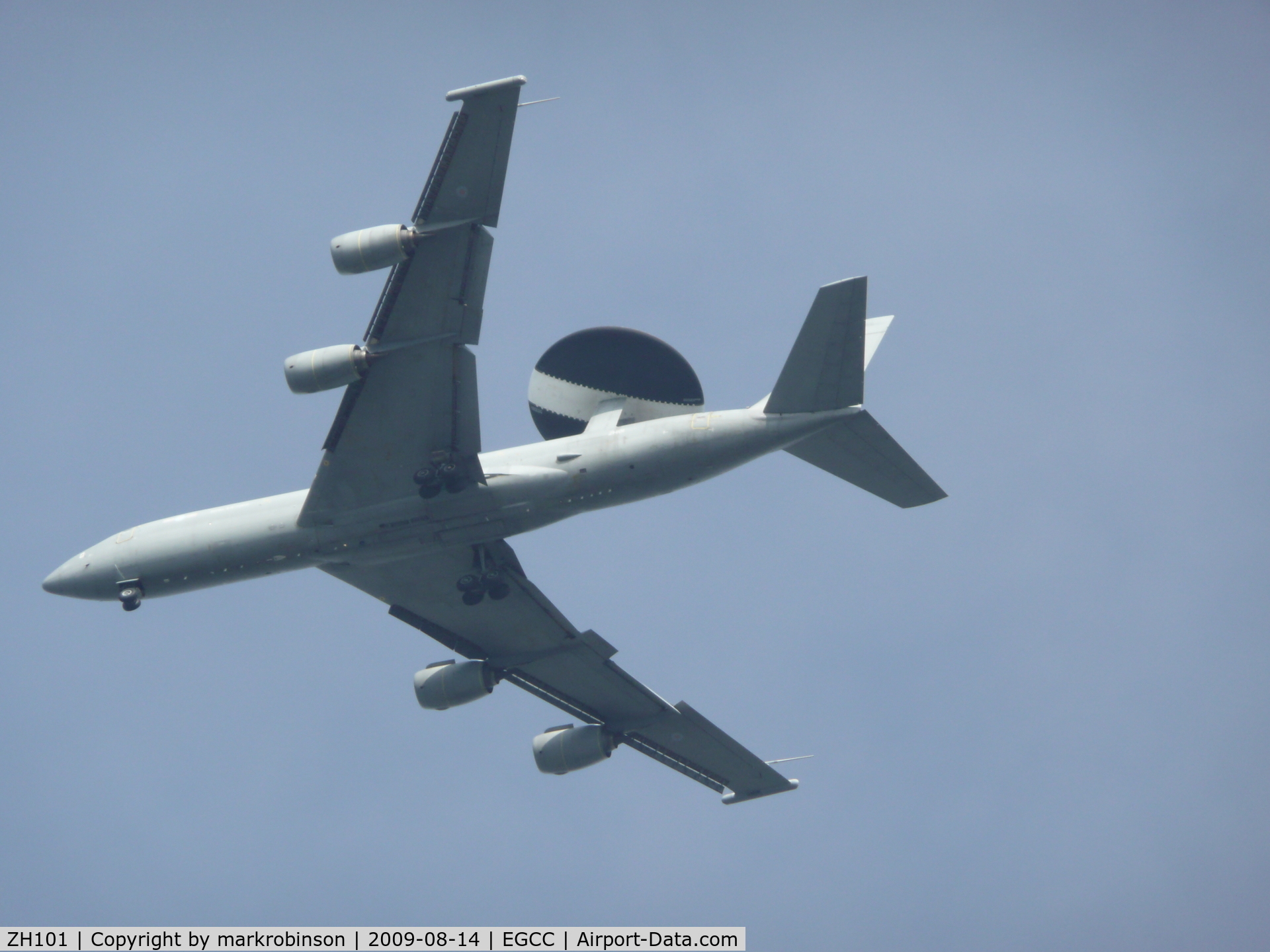 ZH101, 1989 Boeing E-3D Sentry AEW.1 C/N 24109, seen on the ILS for runway 23R MAN-EGCC call/sign [NATO 10]