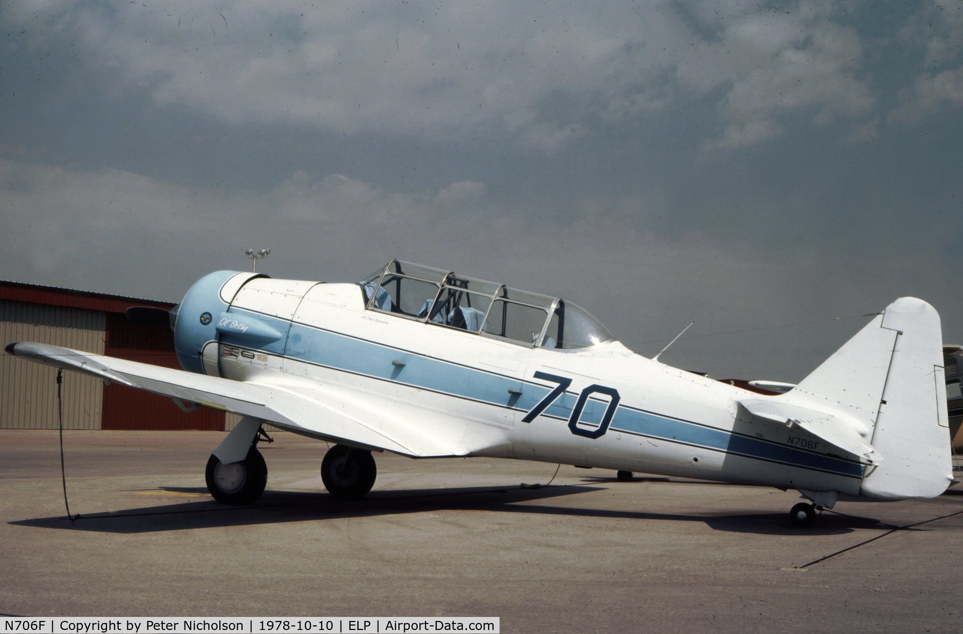 N706F, North American AT-6F C/N 121-42615, AT-6F Texan seen at El Paso in October 1978.