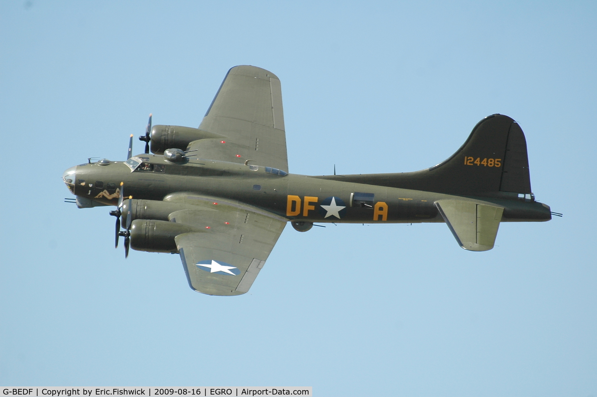 G-BEDF, 1944 Boeing B-17G Flying Fortress C/N 8693, Sally B at Heart Air Display, Rougham Airfield Aug 09