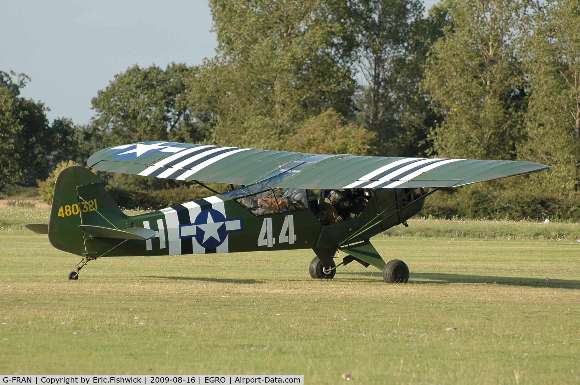 G-FRAN, 1944 Piper L-4J Grasshopper (J3C-65D) C/N 12617, 480321 at Heart Air Display, Rougham Airfield Aug 09