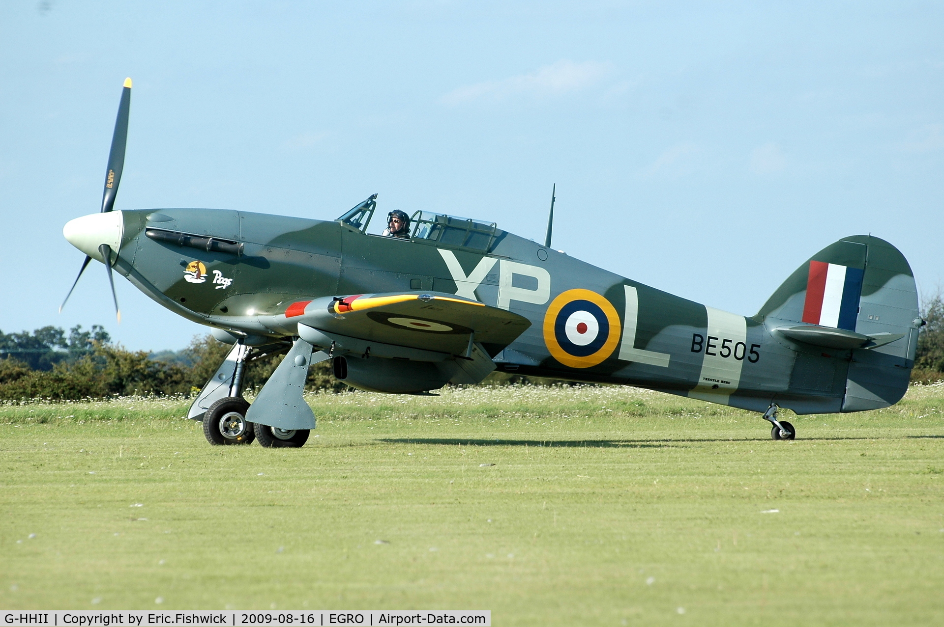 G-HHII, 1940 Hawker (CCF) Hurricane Mk2B C/N CCF/R20023, BE505 at Heart Air Display, Rougham Airfield Aug 09