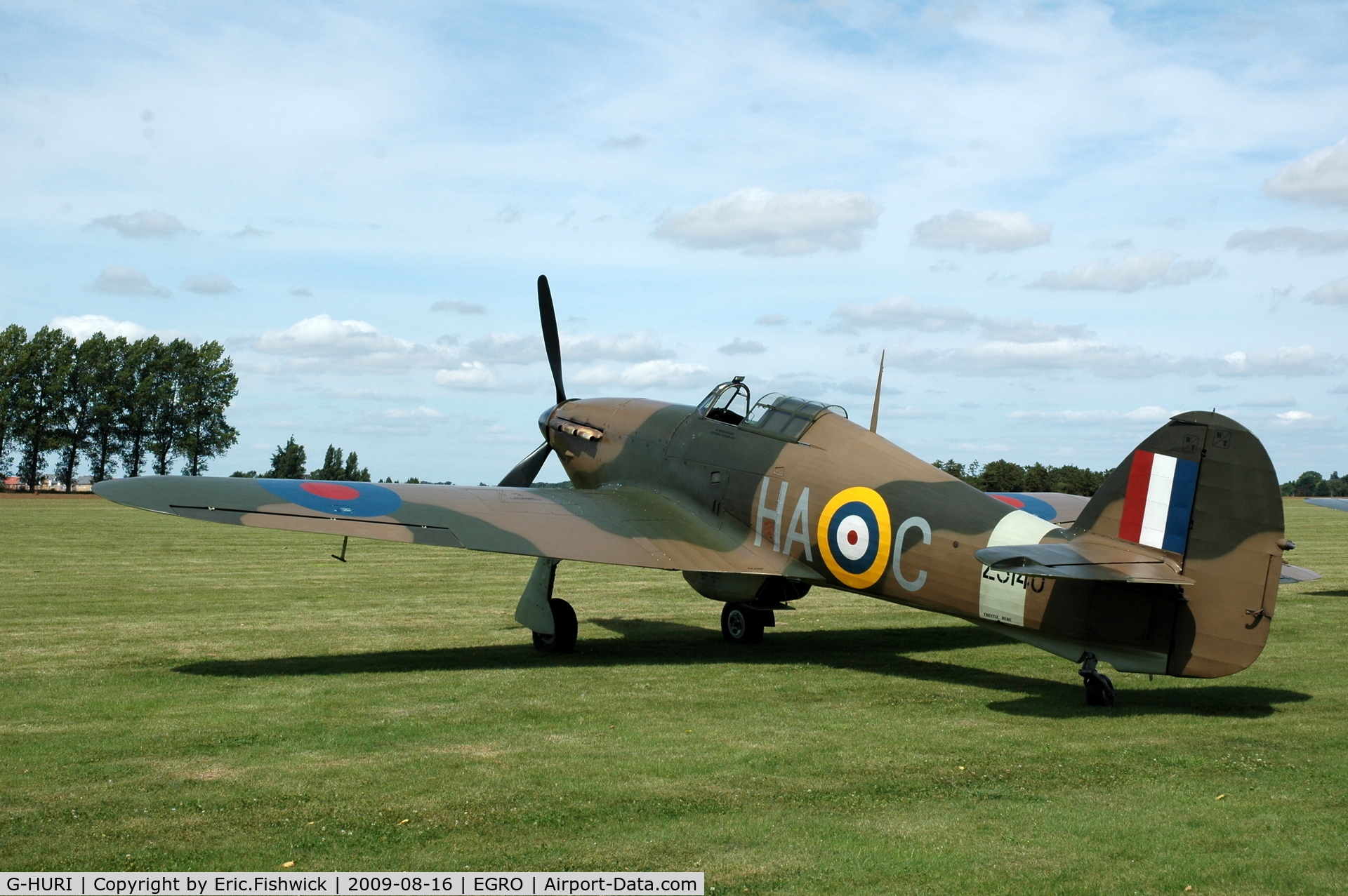 G-HURI, 1942 Hawker (CCF) Hurricane Mk12A C/N 72036, 1. Z5140 at Heart Air Display, Rougham Airfield Aug 09