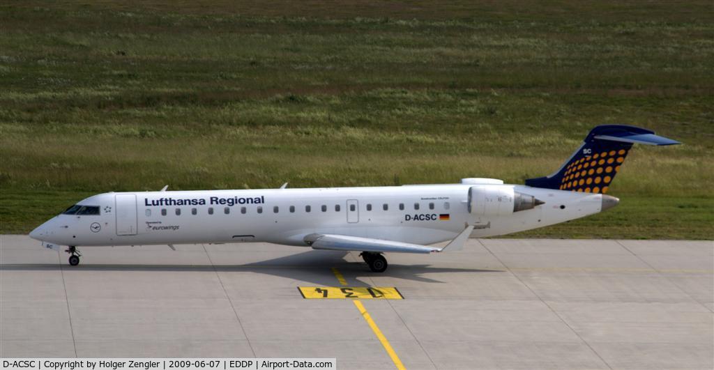 D-ACSC, Canadair CRJ-700 (CL-600-2C10) Regional Jet C/N 10039, Arriving at LEJ after a short ride from DUS