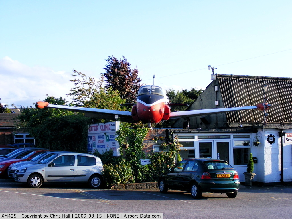XM425, 1960 Hunting P-84 Jet Provost T.3A C/N PAC/W/9232, Jet Provost T3A displayed on top of a garage in Longton, Stoke-on-Trent