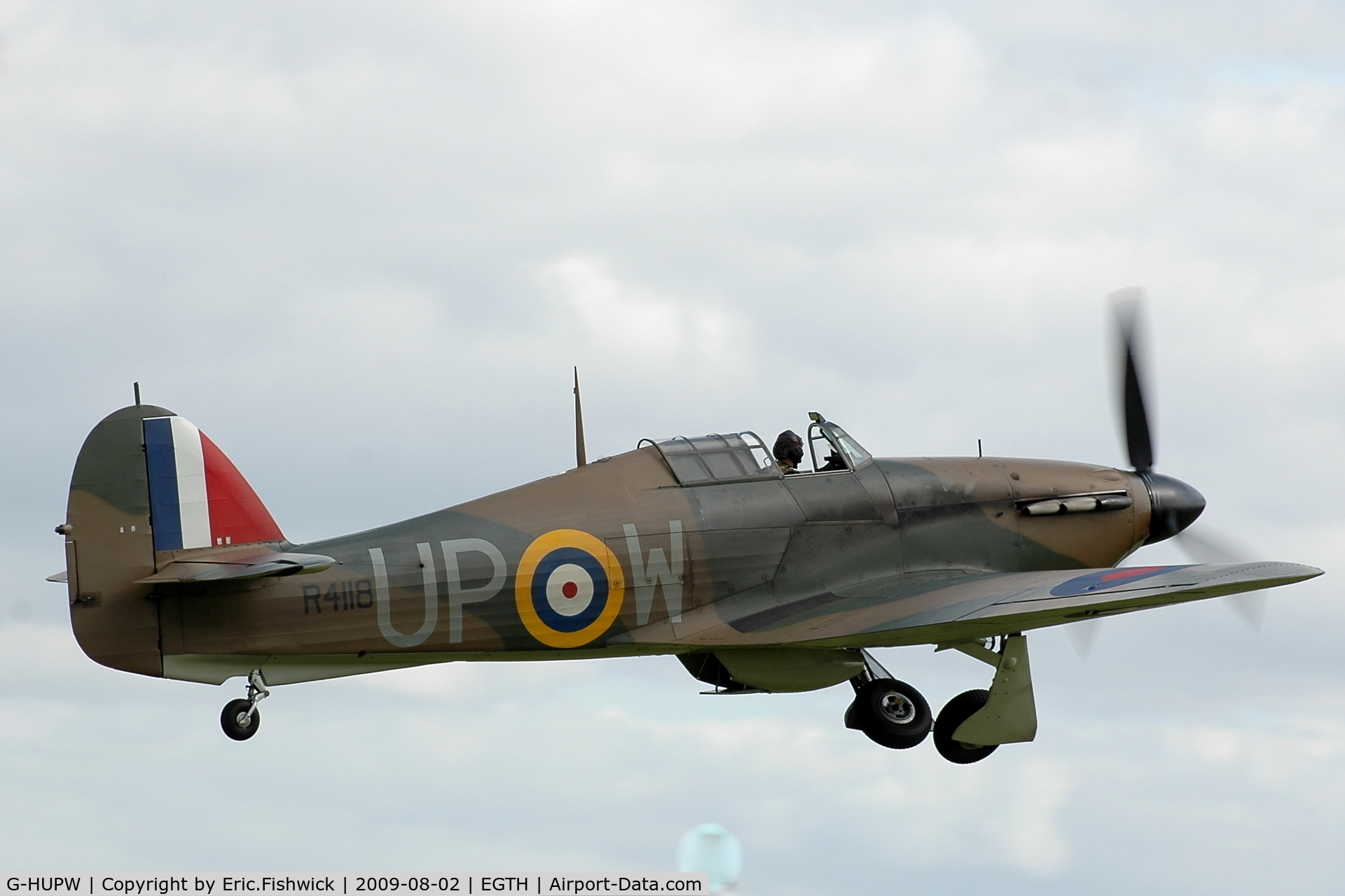 G-HUPW, 1940 Hawker Hurricane I C/N G592301, 42. R4118 departing Shuttleworth Military Pagent Air Display Aug 09