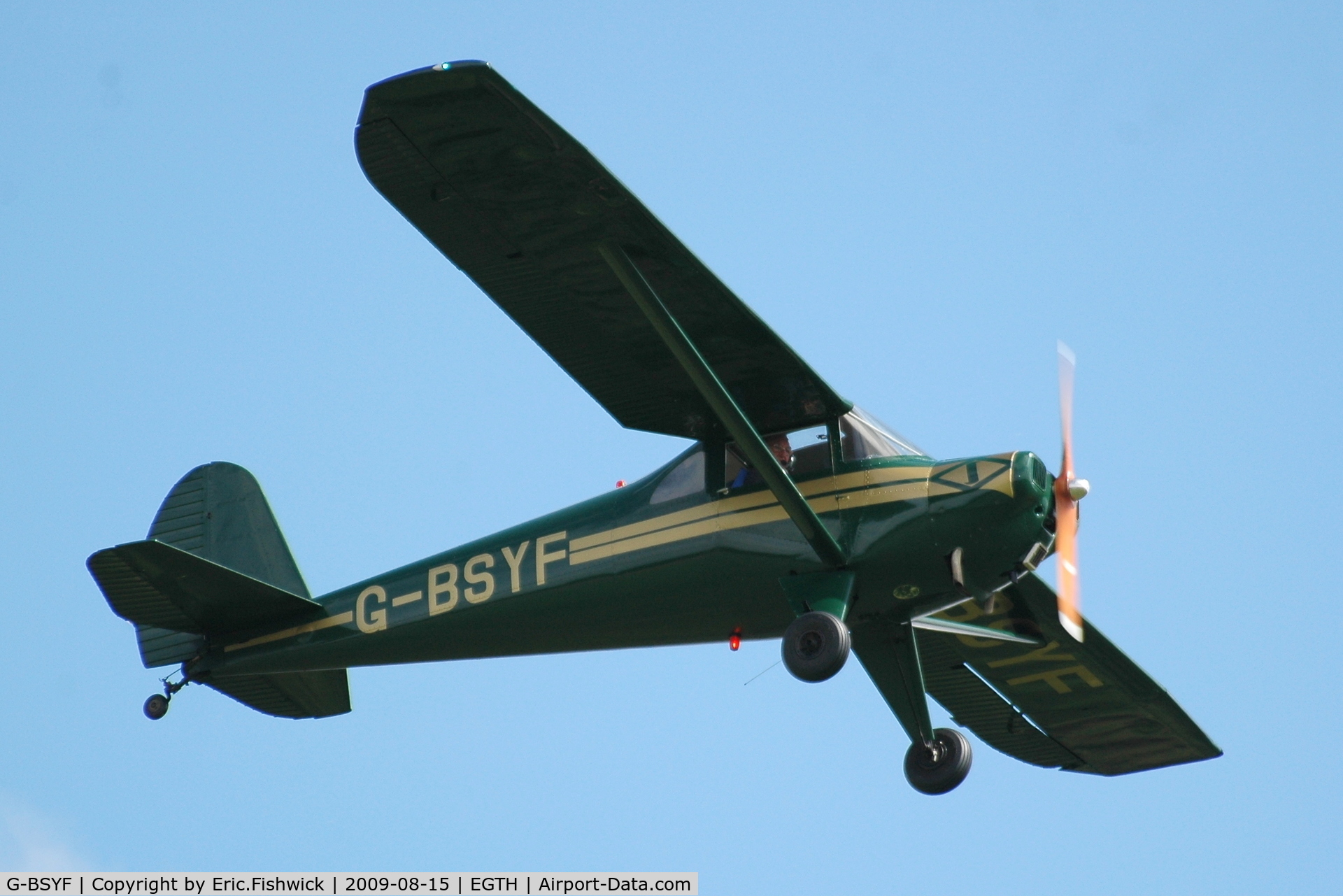 G-BSYF, 1946 Luscombe 8E Silvaire C/N 3455, 4. G-BSYF departing Shuttleworth Collection Evening Air Display Aug 09
