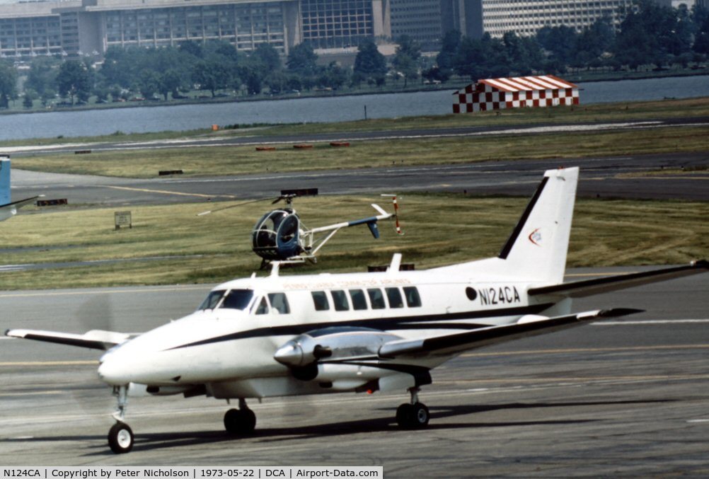 N124CA, 1969 Beech 99A C/N U-83, Beech 99A of Pennsylvania Commuter Airlines at Washington National in May 1973.