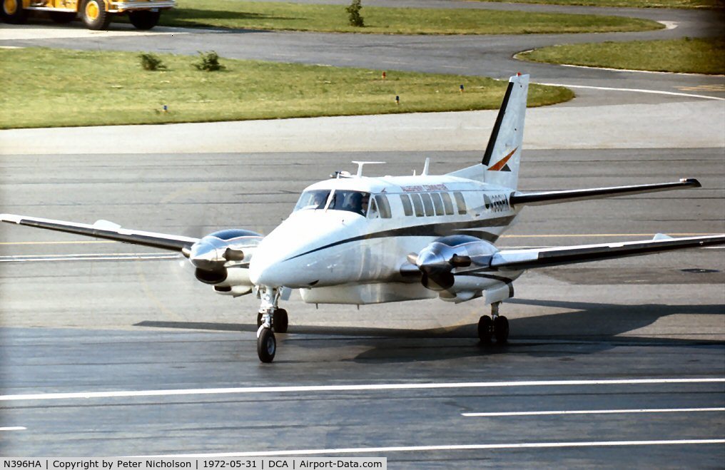 N396HA, 1969 Beech 99A C/N U-110, Beech B99 of Allegheny Commuter Airlines at Washington National in May 1972.