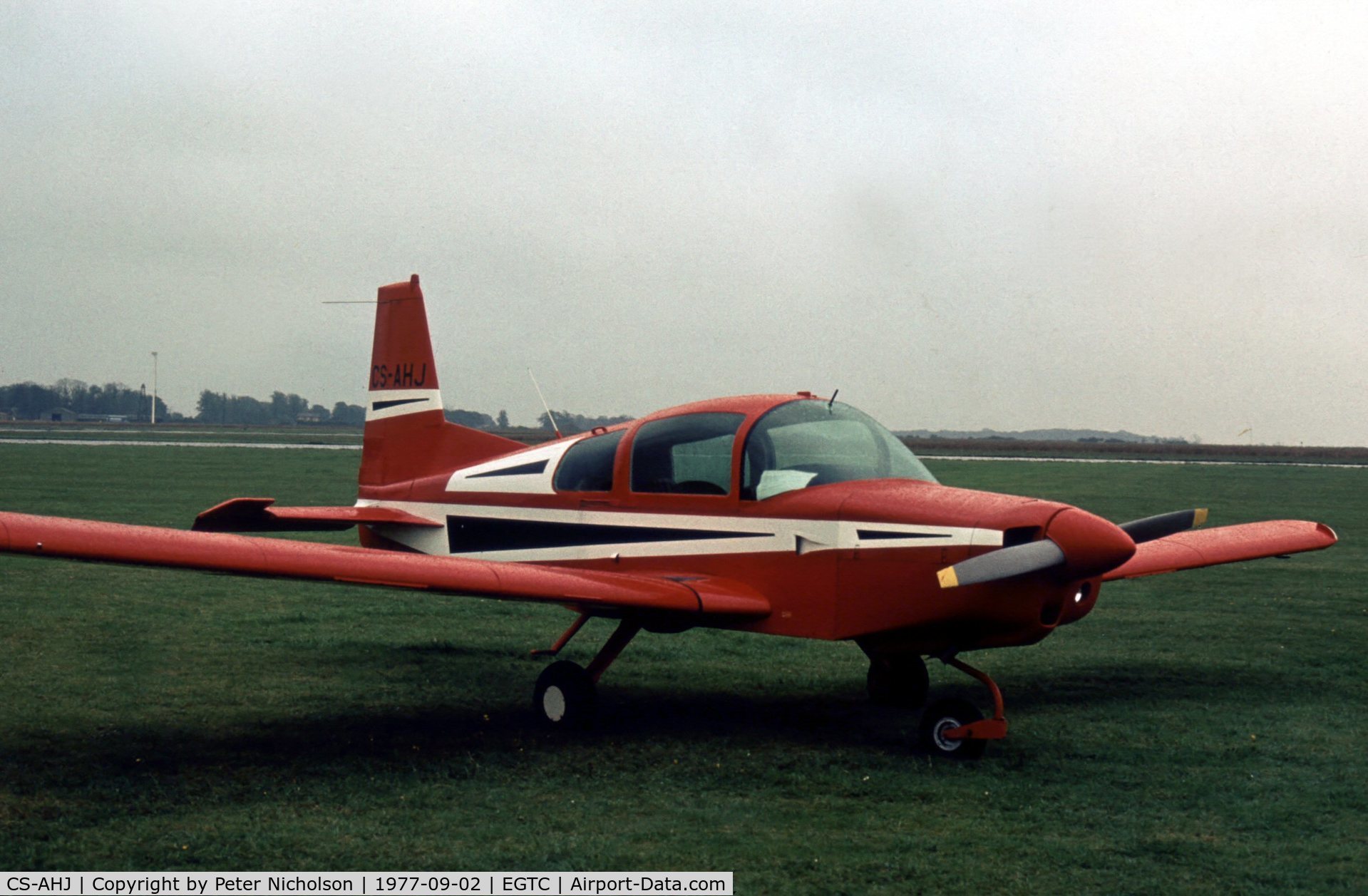 CS-AHJ, Grumman American AA-5 Traveler C/N AA5-0203, AA-5 Traveler at the 1977 Cranfield Business & Light Aviation Show.