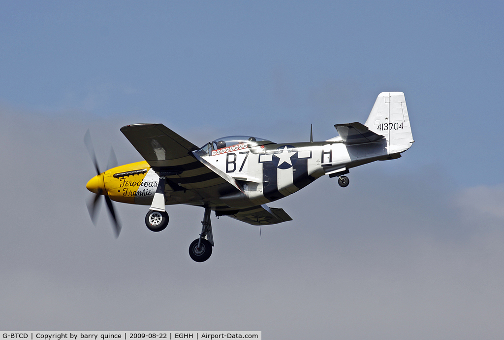 G-BTCD, 1944 North American P-51D Mustang C/N 122-39608, FLYING INTO EGHH FOR AN AIRSHOW