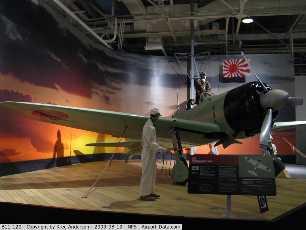 B11-120, Mitsubishi A6M2 Zero C/N Not available, A Mitsubishi A6M2 Zero on display at the Pacific Aviation Museum