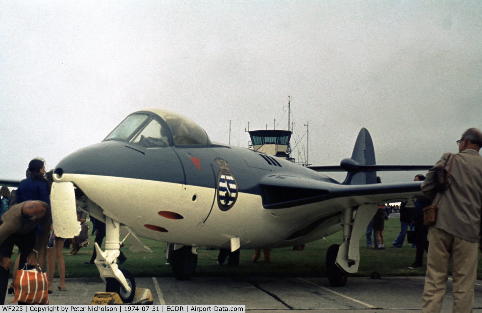 WF225, 1953 Hawker Sea Hawk F.1 C/N 5885, Sea Hawk F.1 on display at the 1974 Culdrose Airshow.