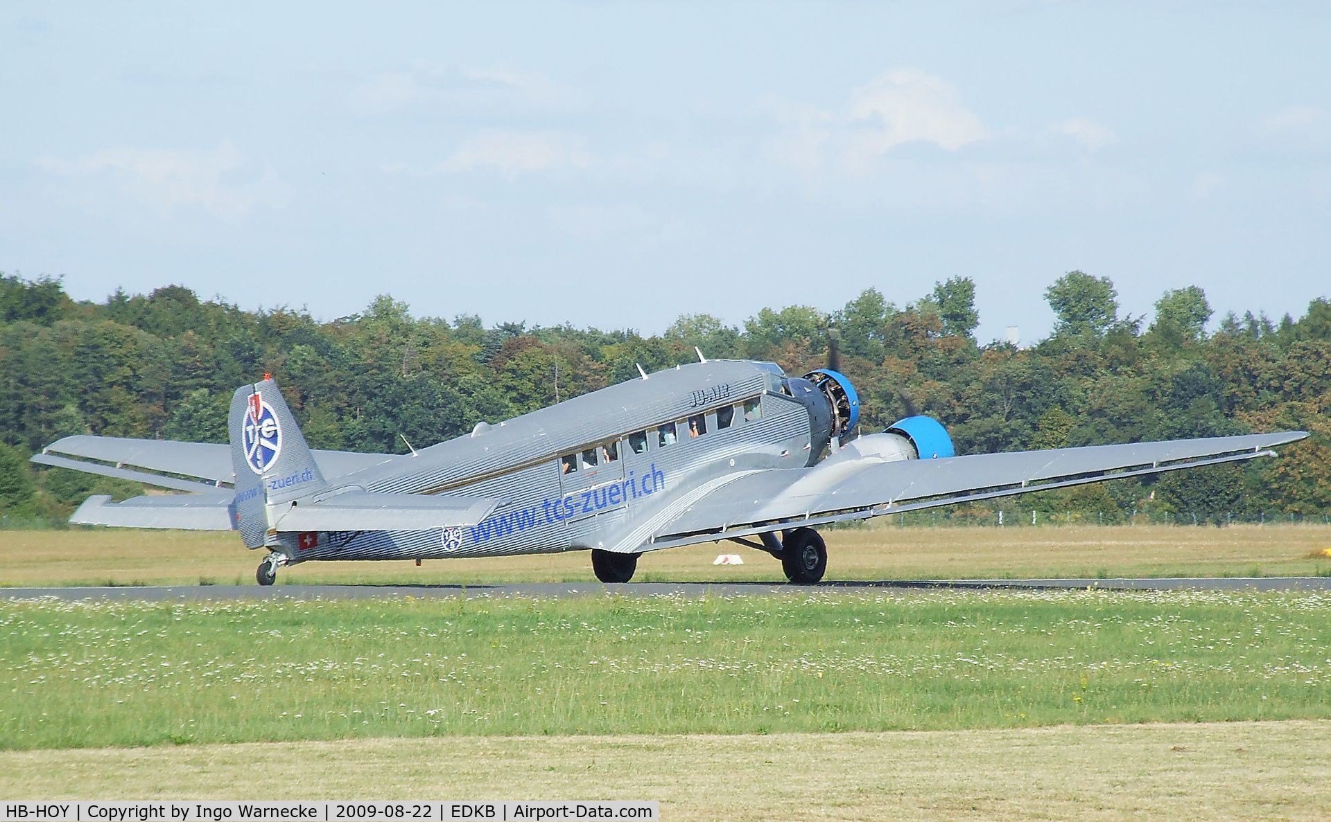 HB-HOY, 1949 Junkers (CASA) 352A-3 (Ju-52) C/N 96, CASA 352 A-3 (license built Junkers Ju 52/3m) of JuAir at the Bonn-Hangelar centennial jubilee airshow