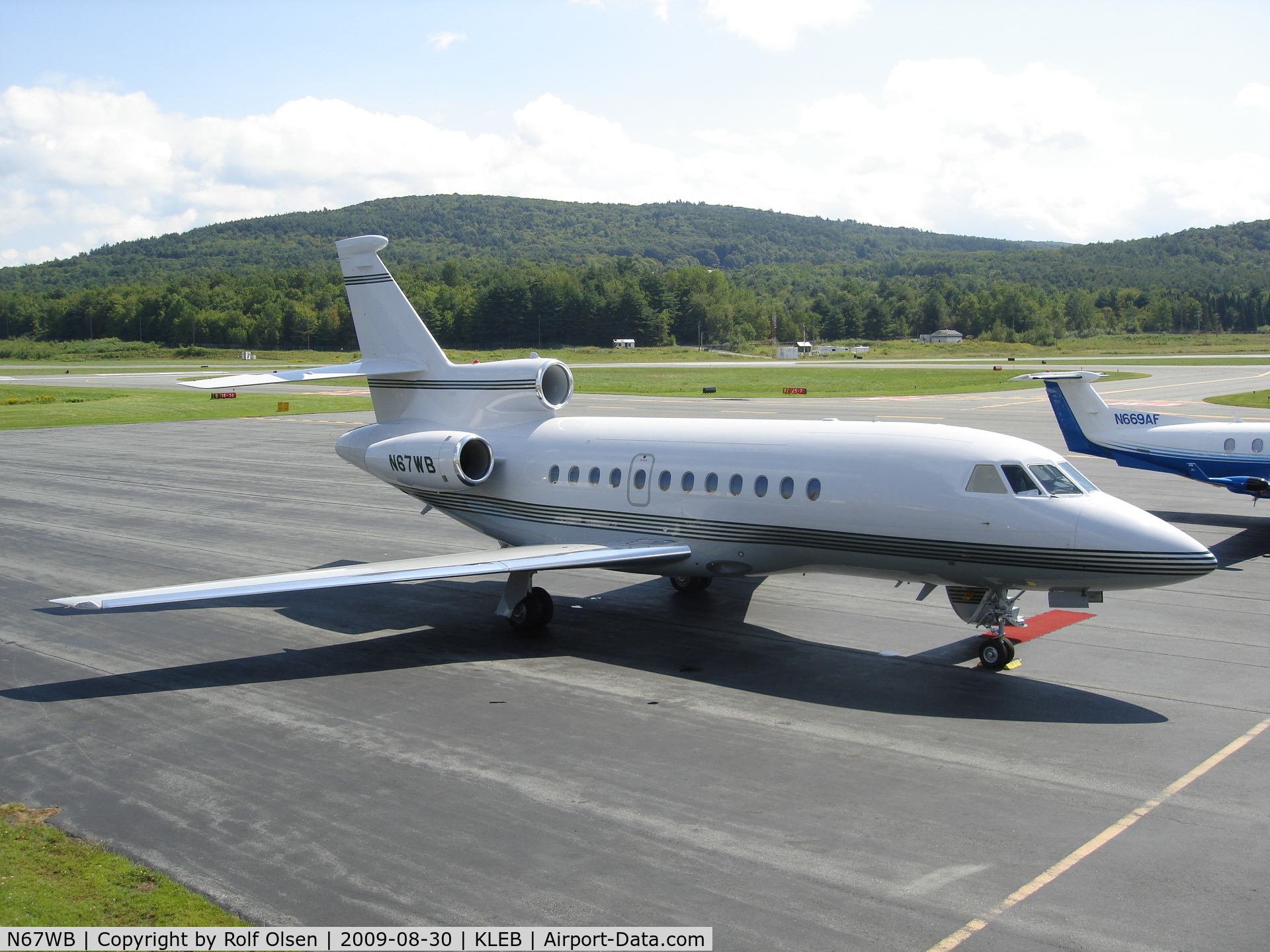 N67WB, 1997 Dassault Falcon 900EX C/N 16, N67WB at Lebanon Airport in New Hampshire on a beautiful late summer day.